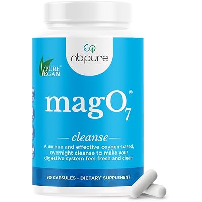 nbpure MagO7 - Natural Colon Cleanse & Detox | Occasional Constipation Relief, Stool Softening, & Bloating Support for Men & Women | Ozonated Magnesium Oxide, 90 Capsules