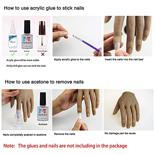 Silicone Hand For Acrylic Nails Practice With Stand Clamp - Realistic Flexible Bendable Women Mannequin Hands Lifelike Fake Hand For Tattoo Practice Sketch Jewelry Ring Glove Display #TOP5