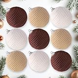 JOICEE 9 Pcs Boho Christmas Ball Ornaments Set, Jute Rope Hanging Balls Neutral Rustic Ornaments Christmas Ball Decoration for Xmas Tree Wreath Garland Party Farmhouse Decor(White,Beige,Dark Brown)