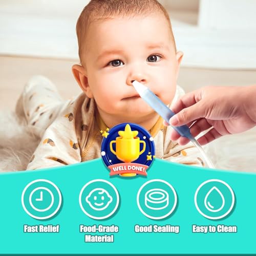 Image of Nasal Aspirator for Baby, Nasal Congestion Relief Nose Cleaner with 2 Silicone Tips 25 Hygiene Filter for Babies Infants Toddlers Boys Girls (Blue)