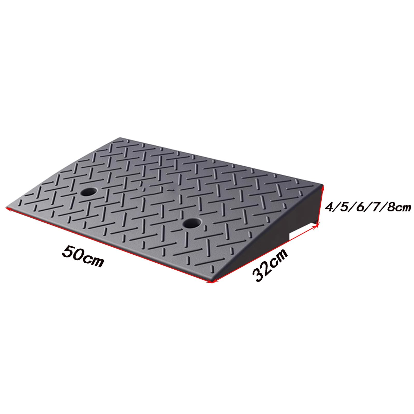 Rampe de seuil de Voiture Robuste en Caoutchouc et Plastique, antidérapante, adaptée aux véhicules, fauteuils roulants et Motos.(50 * 32 * 8cm)