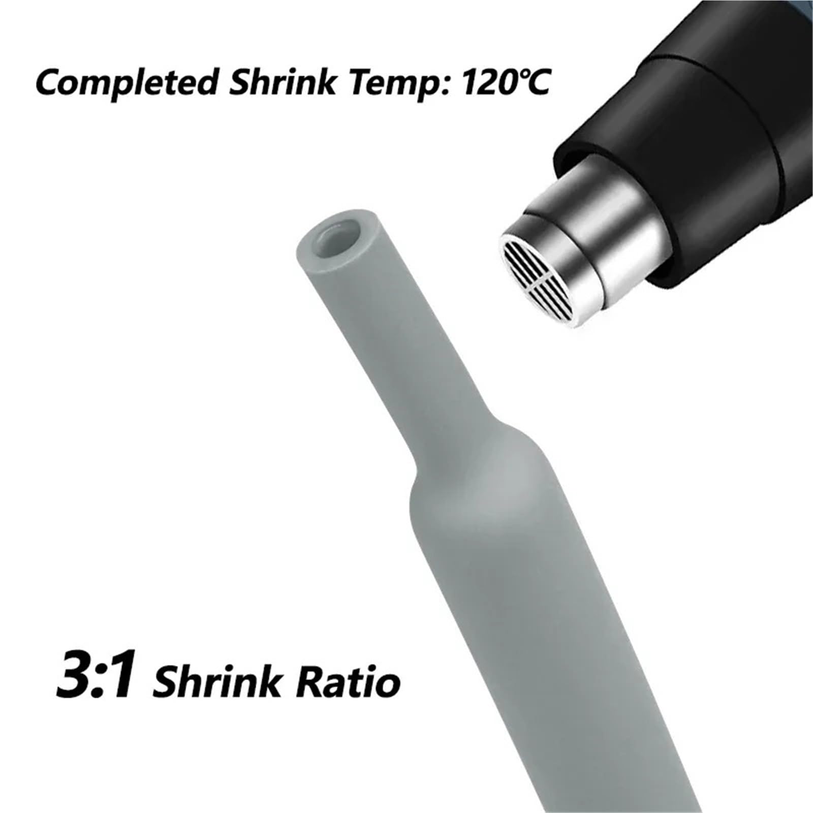 Guaina Termorestringente Tubo termorestringente grigio 3:1 con colla, tubo a doppia parete, diametro 2,4~50 mm, manicotto isolante in poliolefina con rivestimento adesivo(25.4mm,3.0meters)