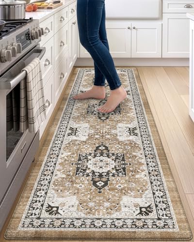 DEXI Kitchen Floor Mats Cushioned Anti Fatigue Runner Rug 24x87 Brown