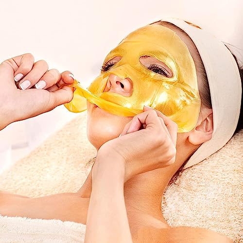 Maschera Facciale in Gel Oro 24K - Trattamento Premium Idratante e Rassodante, Antirughe, Illuminante - Riduzione Occhiaie e Gonfiori, con Aloe Vera e Acido Ialuronico - Per Tutti i Tipi di Pelle