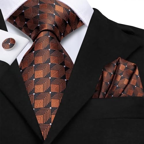 Image of Dubulle Mens Tie and Lapel Pin Paisley Striped Floral Necktie for Men Pocket Square Cufflinks 4PCS Set Wedding Party