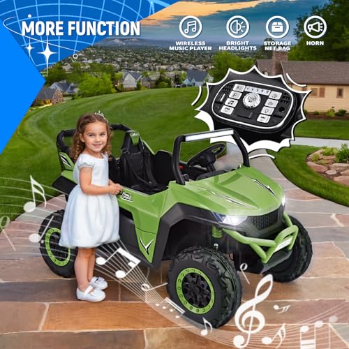 Joywhale 24V 2 Seater Kids Ride on UTV Car Powerful Electric Vehicle, with 4x75W Strong Motors, Big Battery, Easy-Drag System, 2.4G Remote Control, Spring Suspension, Music