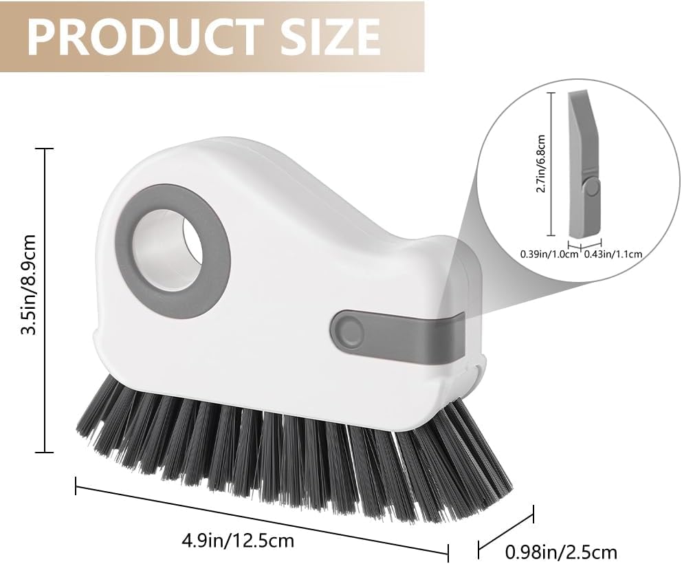 Image of 2 in 1 Window Track Cleaning Brush Tools (Orange) | Hard Bristle Crevice Cleaning Brush with Hidden Scraper, Groove Cleaning Brush for Sliding Door Track, Window Sill