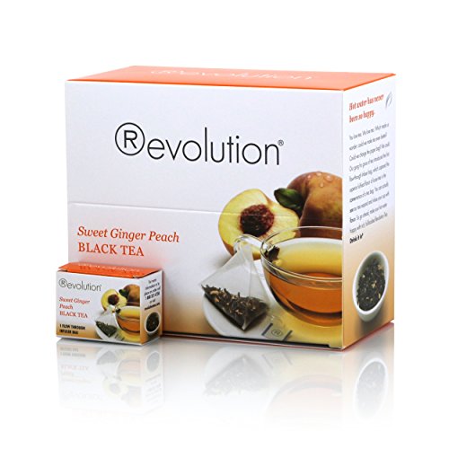 Revolution Tea - Sweet Ginger Peach Black Tea | Premium Full Leaf Infuser Teabags - Improve Digestion (30 Bags)
