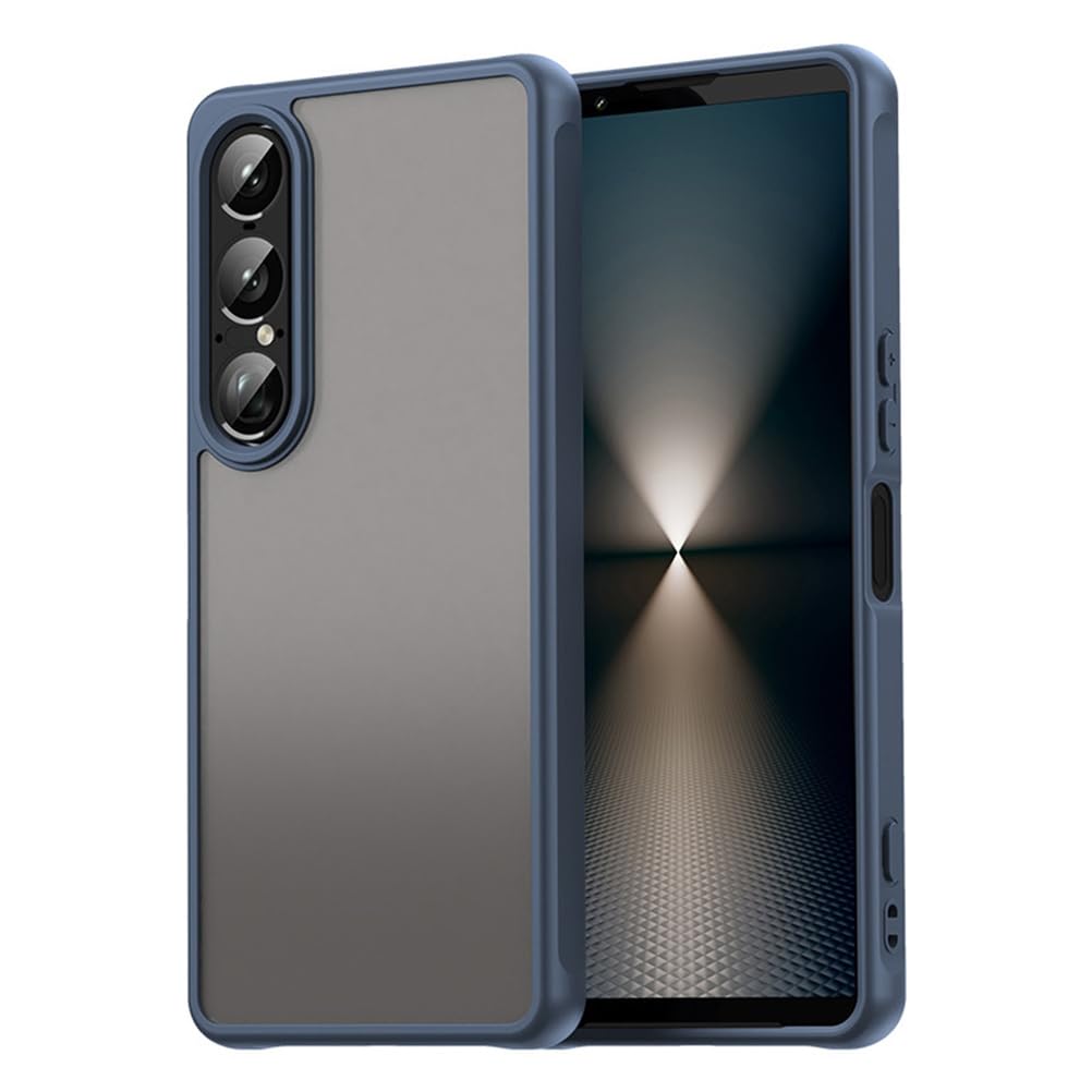 Ligero Caso para Sony Xperia 1 VII, Mate Translúcida PC Antigolpes Prueba de Golpes Parachoques Ultra Delgado Funda de Móvil,Azul,Xperia 1 VII