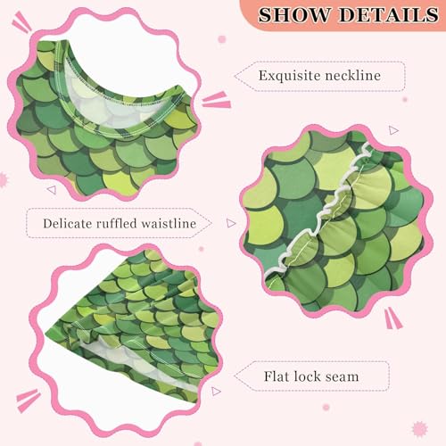 ALAZA Green Dragon Scales Girls Dress Sleeveless Dresses Toddler Casual Dress Summer Sundress 2-8 Years3