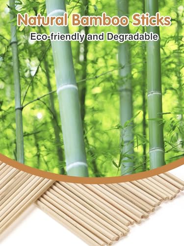 50 Pcs Natural Wooden Dowel Rods -14\'\'x1/5\'\' Round Bamboo Dowel Rods, Precut Wooden Crafts Sticks Stakes for Crafting Arts Projects