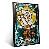 Displate Metal Poster The Witcher 3 - Stained Glass - Ciri - Game Room Bedroom Decor - Collectible Gift - Premium Decorations Wall Art Gifts Movie Posters - 12.6x17.7 in