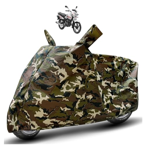 Image of Auto Hub Waterproof Bike Cover Compatible with TVS Sport Dustproof, UV Protection Two Wheeler Bike Sport Cover - Army Print