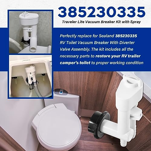 Image of 385230335 Vacuum Breaker Kit fit for Dometic 100, 200, 300, 500+, 500H RV Toilets, with Spray Diverter Valve Assembly