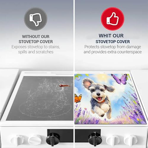 Image of HOMETITUTE Spring Stove Top Cover 28x20 Puppy Butterfly Heat Resistant