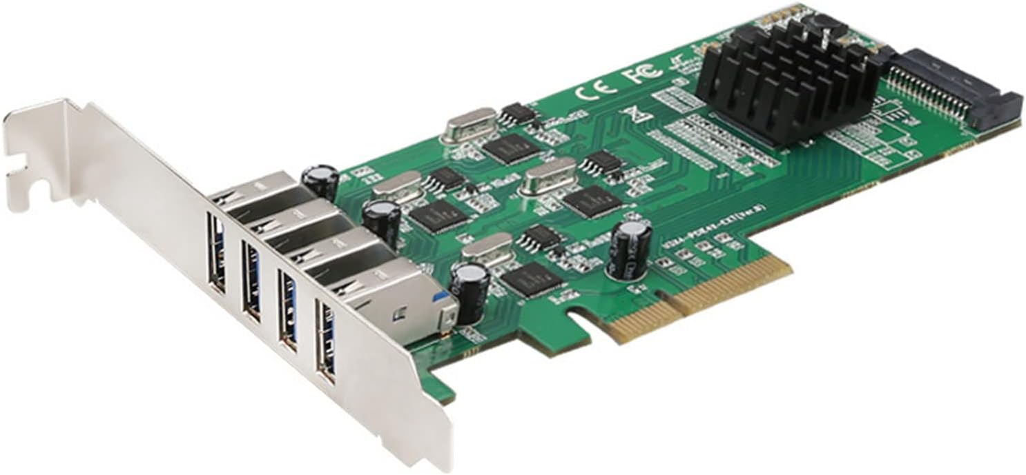 20Gbps PCIE to USB Adapter 4 Independent Pass USB Expansion Cards with 15-PIN Port Adapter for PC Desktop