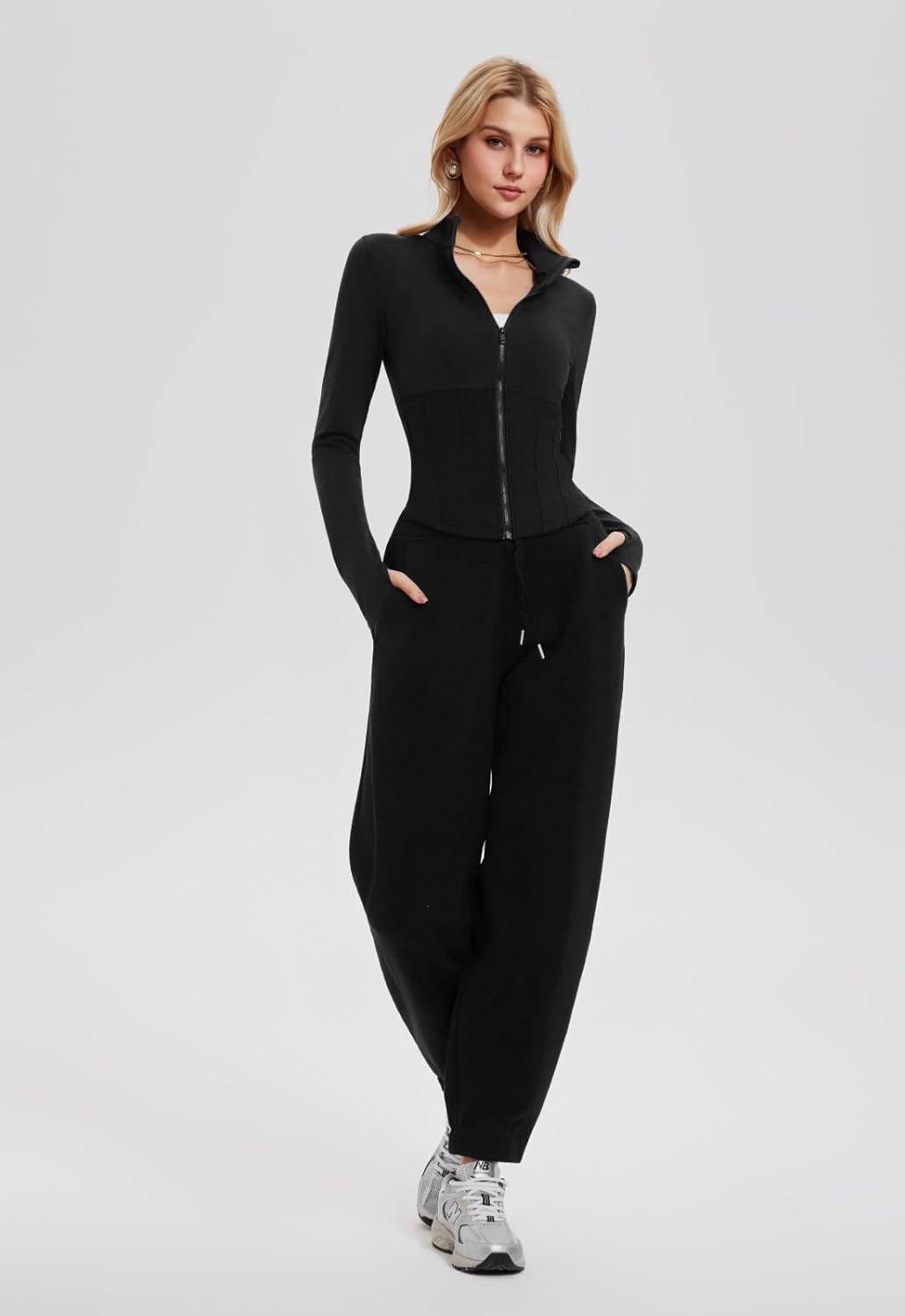 AFZ Sweat Sets for Women 2 Piece Lounge Outfits Zip Up Jackets Elastic Drawstring Jogger Pants Sweatpants Tracksuit - Image 5