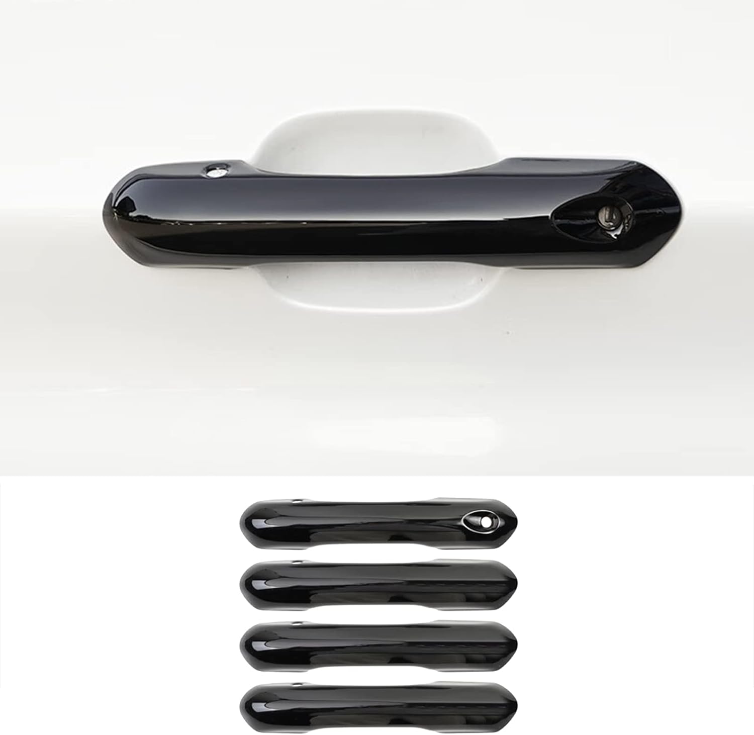 Car Accessories Fit for Ford Explorer 2020 2021 2022 2023 Exterior Door Handle Cover Trims (Carbon Fiber Style) ABS 4PCS with Smart Entry Holes