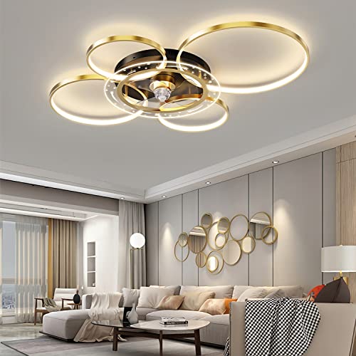 Ventilador de techo con luz LED regulable de 5 anillos y motor silencioso 3