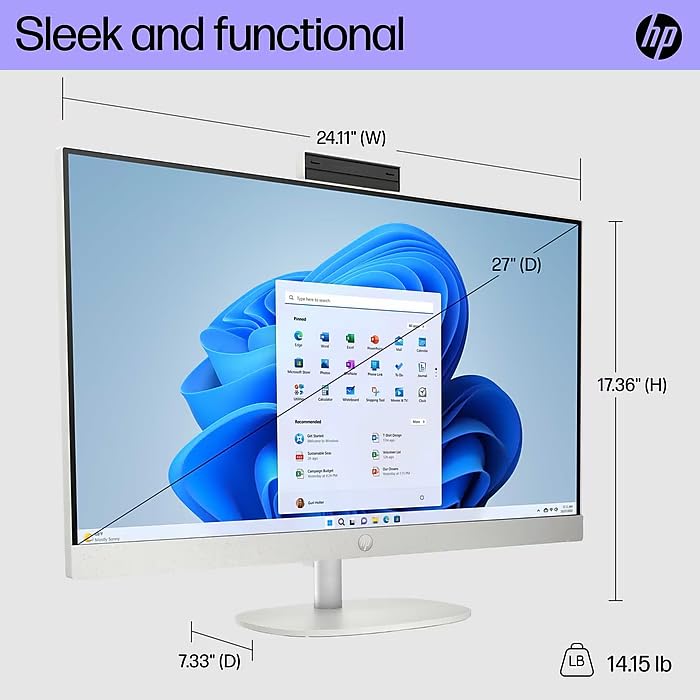 Image of HP All-in-One Desktop Conputer, Intel i5 1335u(Up to 4.6GHz), 27 inch FHD IPS Anti-Glare Display, Intel UHD Graphics, 32 GB DDR5 RAM, 2 TB SSD, Wired KB & Mouse, Windows 11 Pro, w /RH-Accessories