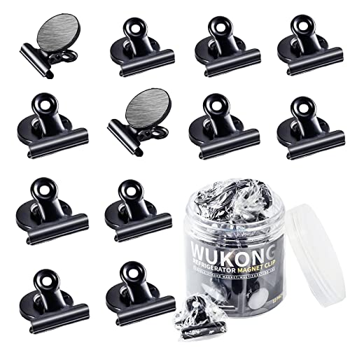 Wukong12 Stück Schwarz Magnetclips Metall Magnete Haken Klammer Clips Kühlschrankmagnete für Kühlschrank, Pinnwand, Tafel, Büro, Küche Cover