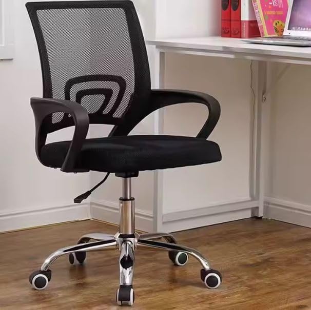 Cadeira de Escritório Ergonômica, Preta,Tecido Mesh, Base Cromada...