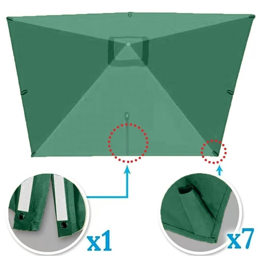 3x3M Auvent De Remplacement Pour Parasol Déporté Carré Toile De Rechange Pour Parasol De Jardin Extérieur UPF 50+ Housse De Rechange 8 Baleines(Burgundy)