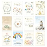 Edition Seidel Set 12 Glückwunschkarten zur Konfirmation mit Umschlag. Grußkarten Konfirmationskarten Doppelkarten Klappkarten Grußkarte Kartenset Karte Spruch Kinder Jugendliche (SW026)