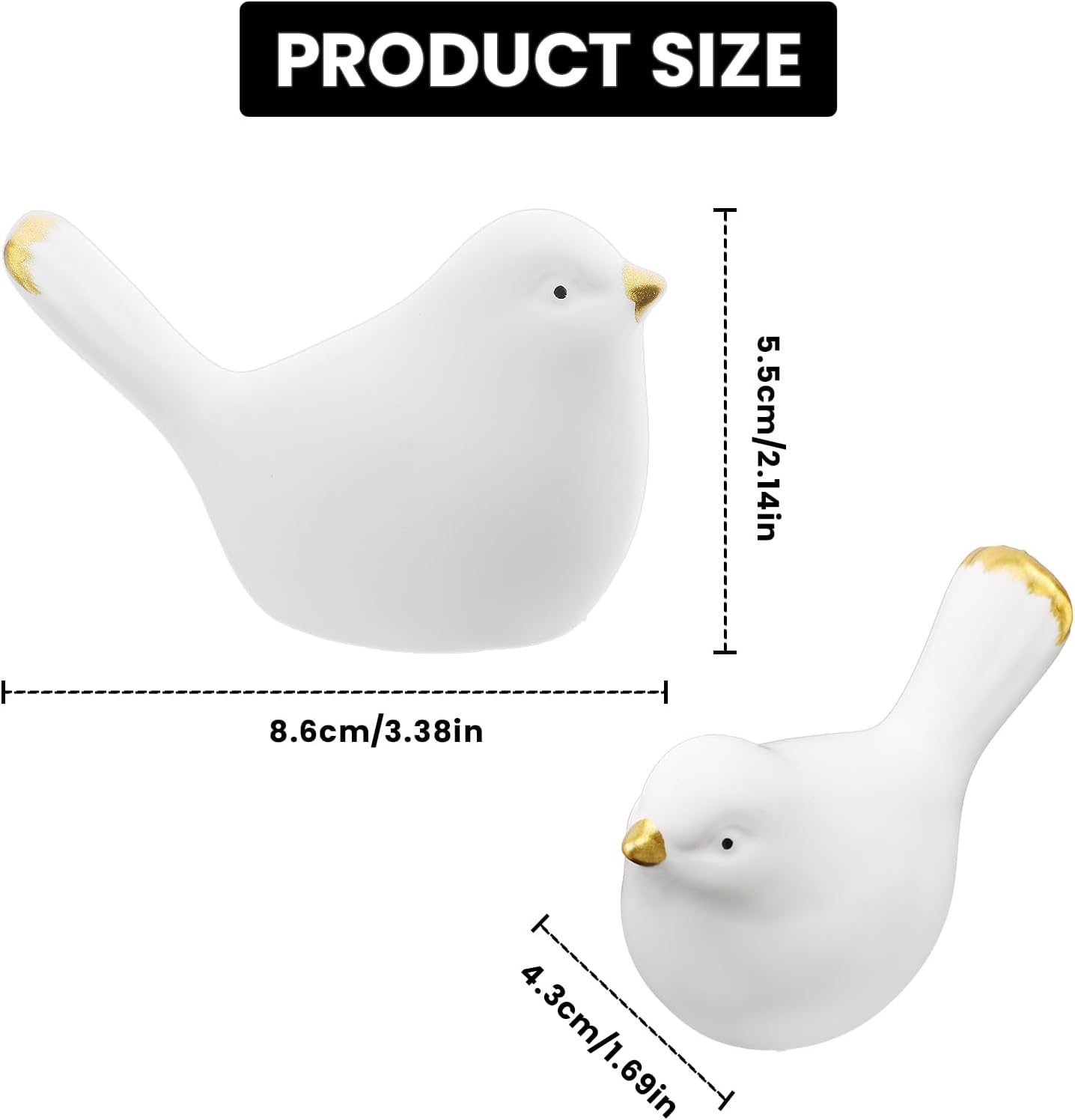 4 Packs Birds Toilet Bolt Covers Decorative Ceramic Toilet Bolt Caps, Cute Toilet Screw Cover Caps Bathroom Replacement Parts Toilet Bolt Caps for Bolts Decor Accessories, Easy to Install (White)