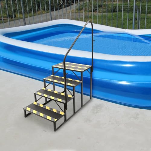 Escalera de 4 pasos con barandales para piscina y hogar miniatura 4