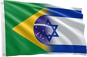 Bandeira Israel e Brasil Grande 1,50 X 0,90 M (BDISRBRZ1502)