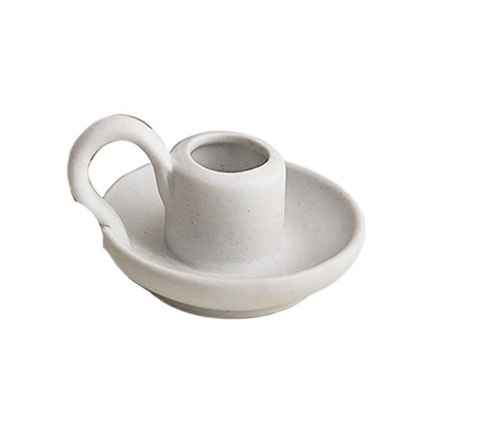 Candle Holders Cup Shape Candle Holder Ceramic Teacup Candlesticks Support Aroma Container Centerpiece Ornaments Desktop Decoration(White)