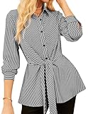 【Peplum & Tie Waist Design】The peplum top is more flattering on ladies of any body shape than regular square shirt, and is especially perfect for pear or hourglass figures. The ruffle hem can cover your belly, while the waist tie accentuates your wai...