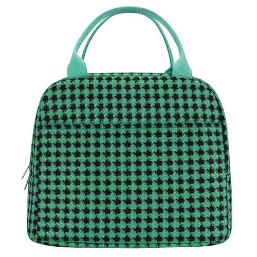 Eurcross Kelly Green Lunch Bag For Adult Women, Plaid Design Lightweight And Portable Insulated Compact Lunch Box Tote Bag For Outdoors cover