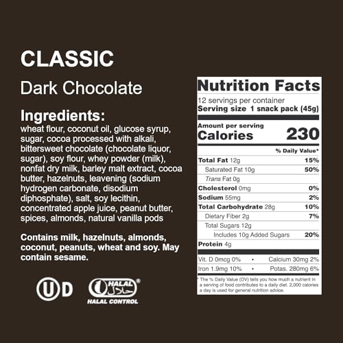Image of Loacker Classic Dark Chocolate Cream Wafer Cookies, 12-Pack, Non-GMO