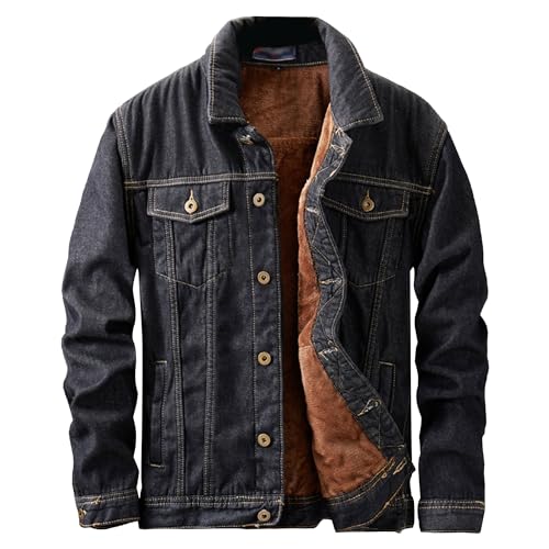 Manteau militaire denim homme coton chaud hiver veste avec col revers en laine