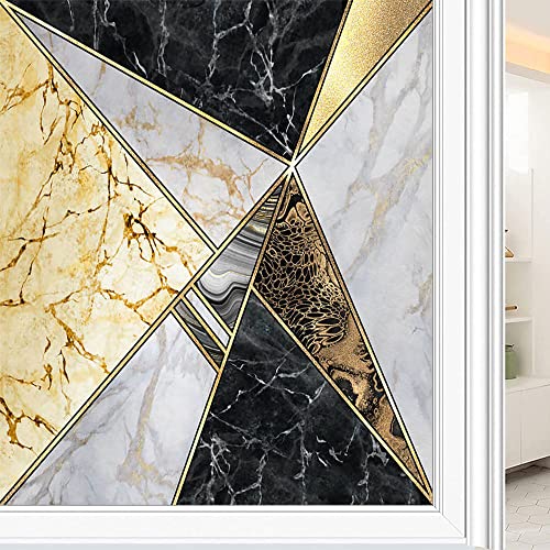 Marble Decorative Window Film, Abstract Art Painting Marble Texture, Glue Free Static Privacy Pvc Window Film, W35.4 X L78.7 Inch #TOP25