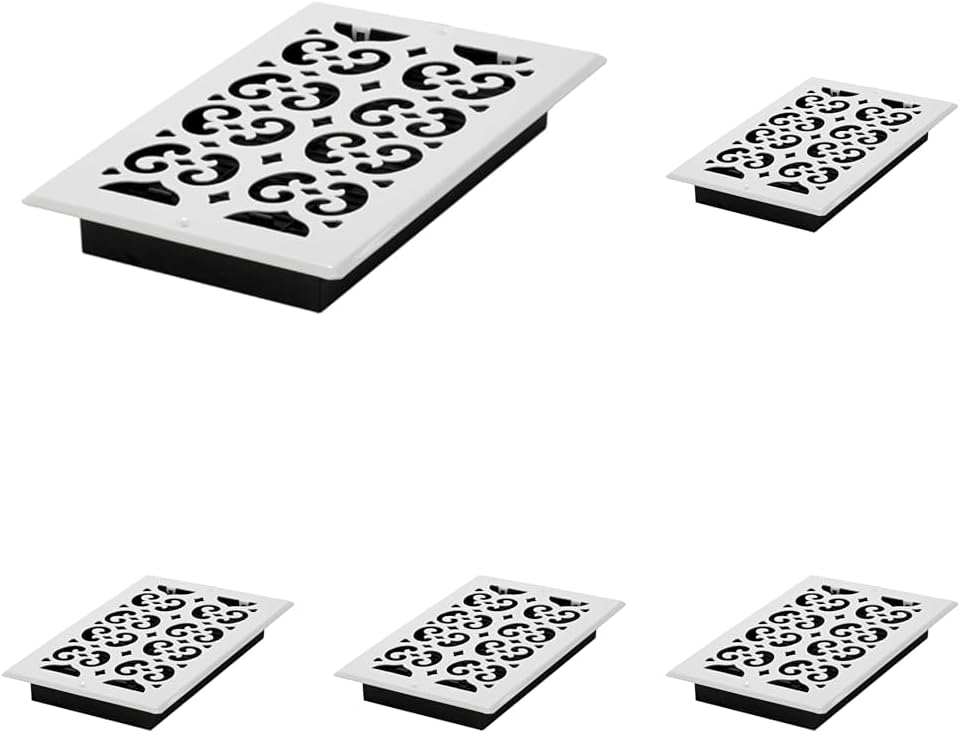 Decor Grates S610W-WH Scroll Design Wall/Ceiling Register, 6x10, White