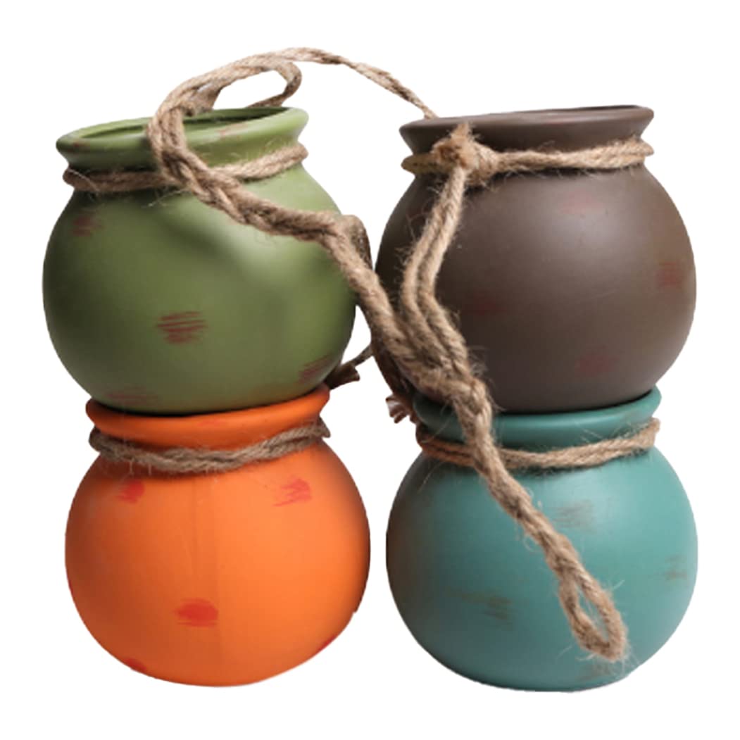 Grtheenumb 4Pcs Hanging Pots, Hanging Planters Dangling Ceramic Pot Ceiling Mount Mini Flower Planter For Garden