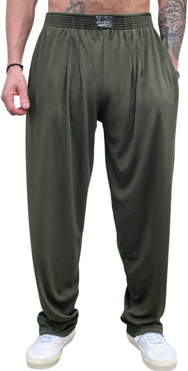 Mens/Womens Baggy Workout Pants Gym Bodybuilding Active wear in Army Green