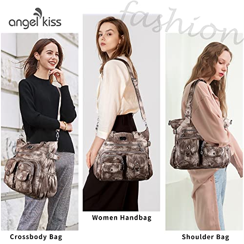 Image of Angelkiss Purses Handbags for Women PU Tote Satchel Bags for Women Pockets Shoulder Bags | PU