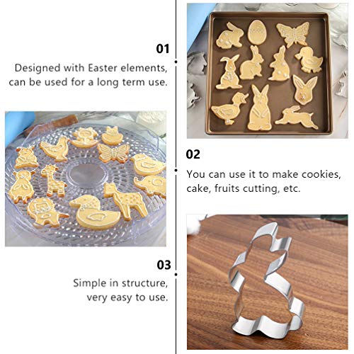 Amosfun 7 peças de moldes de biscoito de páscoa para biscoitos de Páscoa em aço inoxidável, cortador