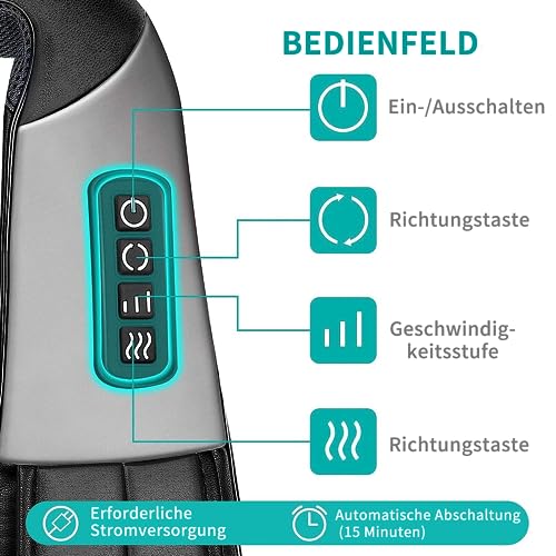 Nekteck Shiatsu Hals und Rücken Massager mit beruhigender Hitze, elektrische tiefe Gewebe 3D Kneten Massage Kissen für Schulter, Bein… – Ansicht 3