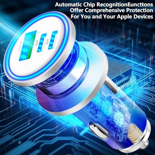 Image of USB C Car Charger, Rombica 2Pack 3Port 67W Dual USB-C&USB-A Car Power Cigarette Lighter USB Charger 3 in 1 PD /QC Type C Car Charger Fast Charge for iPhone 17 17 Pro 16 15 14 13 12 /Galaxy S26 S25 /Pixel