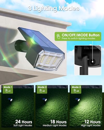 ESUNYD Solar Spot Lights Outdoor IP67 Waterproof 10 Pack, 63 LED 3 Modes Solar Landscape Spotlights for Yard Garden Pathway Wall House Garage (Cool White)