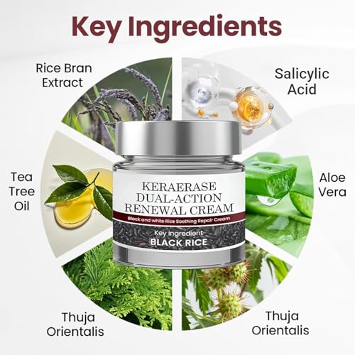 ALVORIA Keratin Erase Dual-Action Renewal Cream with Black & White Rice – Hydrating Soothing Face Moisturizer for Skin Barrier Support & Daily Renewal, All Skin Types, 2 Pack