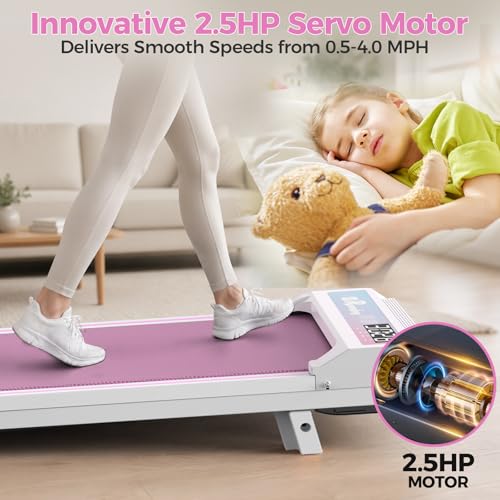 Image of Walking Pad Treadmill for Home Office, Under Desk Treadmill with 2.5HP Quiet Motor, 6% Manual Incline, Remote Control, LED Display, 300 lbs Capacity