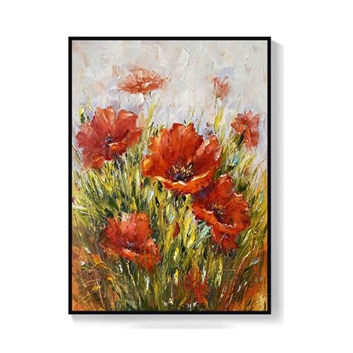 Fleur 3D moderne peinture à l'huile sur toile pour sublimer un mur blanc vide