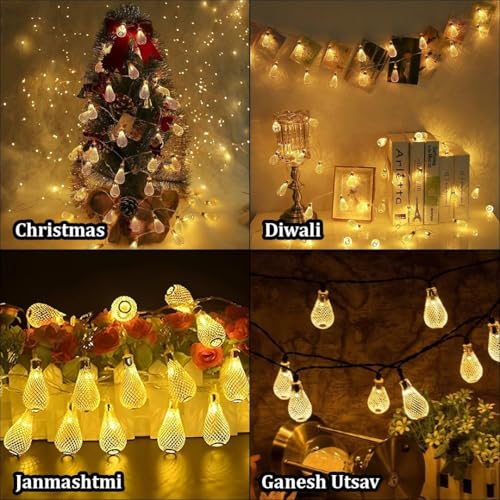 Image of Xenith 14 LEDs Drop Shaped LED String Lights for Indoor & Outdoor Decoration Decorative Fairy Lights Curtain for Patio Gardens Bedroom Dorm Room Wedding Navratri (Warm White, 3.5 Meter)