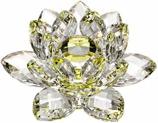 Amlong Crystal Hue Reflection Lotus Flower with Gift Box, 5 inch, Yellow